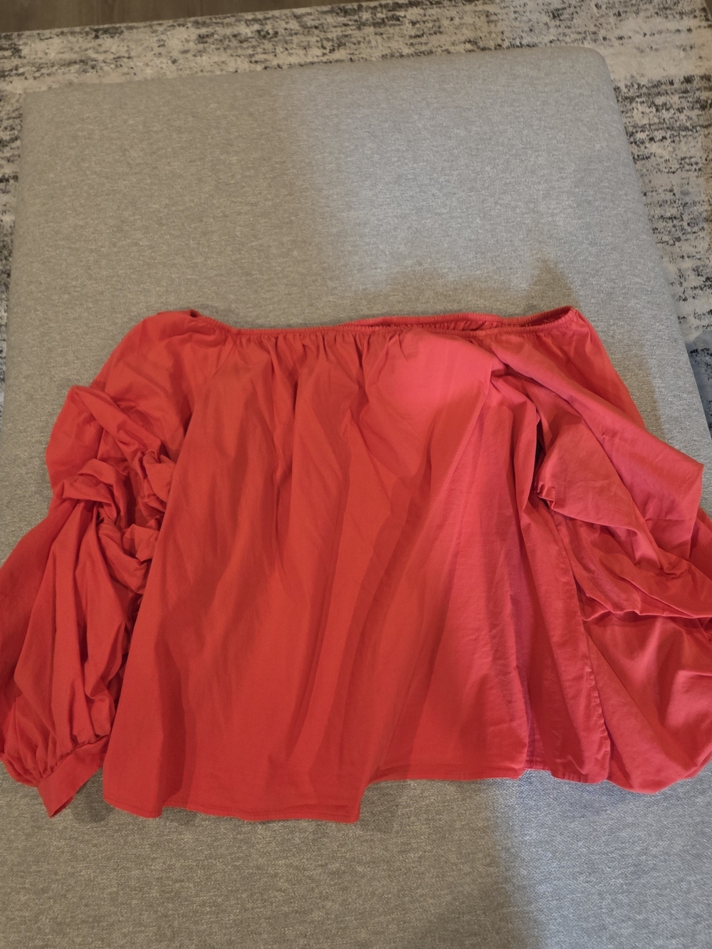 Zara Coral-Pink Off-Shoulder Puff-Sleeve Blouse - Picture 4 of 4